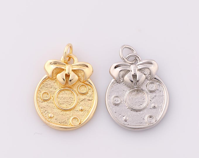 1 pcs Gold Donut Pendant,18K Gold Filled Bow Charm,Donut Charm DIY Bracelet Necklace Jewelry Making Findings Supply