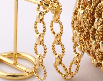 1 Meter Gold Twist Chain, 18K Gold Filled Semi Finished Chain, Specialty Chains, DIY Jewelry Making Supplies