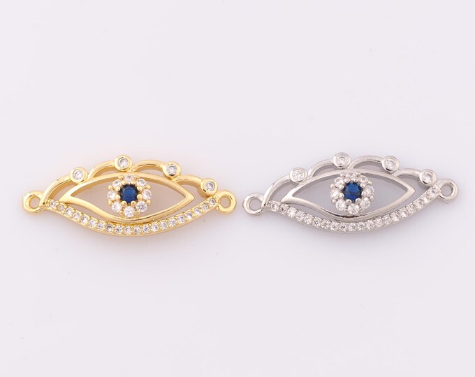 1 pcs Gold Evil Eye Connector,18K Gold Filled Devil Eye Connector,Eye Connector DIY Bracelet Necklace Jewelry Making Findings Supply