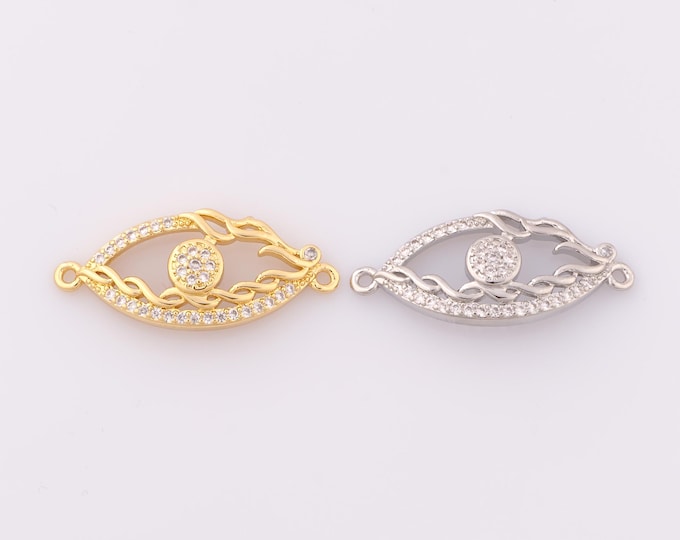 1 pcs Gold Evil Eye Connector,18K Gold Filled Devil Eye Connector,Eye Connector DIY Bracelet Necklace Jewelry Making Findings Supply