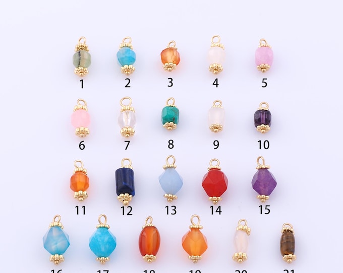 1 pcs Gold Energy Stone Pendant,18K Gold Filled Natural Stone Charm,Stone Charms DIY Bracelet Necklace Jewelry Making Findings Supply