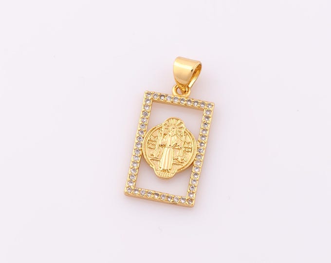 1 pcs Gold CZ Jesus Pendant,18K Gold Filled Religion Charm,Christian Charm DIY Bracelet Necklace Jewelry Making Findings Supply