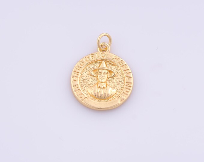1 pcs Gold Jose Gregorio Hernandez Pendant,18K Gold Filled Portrait Charm,Round Charms DIY Bracelet Necklace Jewelry Making Findings Supply