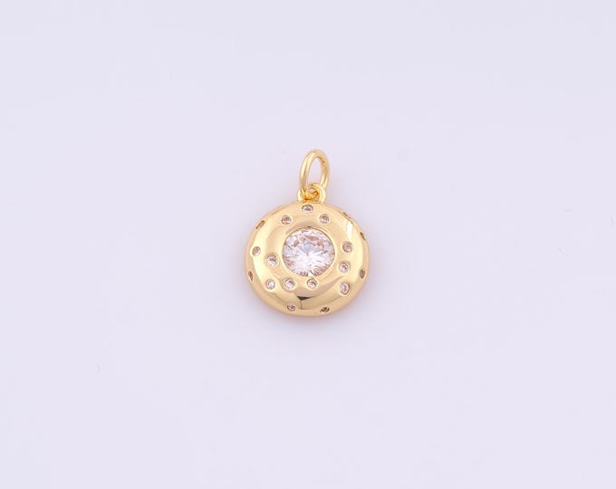 1 pcs Gold CZ Pickle Ball Pendant,18K Gold Filled Sports Charm,Ball Charms DIY Bracelet Necklace Jewelry Making Findings Supply