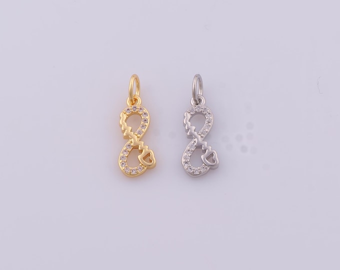 1 pcs Gold CZ Infinity Pendant,18K Gold Filled Angel Number Charm,Heart Charms DIY Bracelet Necklace Jewelry Making Findings Supply