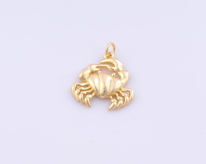 1 pcs Gold Crab Pendant,18K Gold Filled Marine Life Charm,Crab Charms DIY Bracelet Necklace Jewelry Making Findings Supply