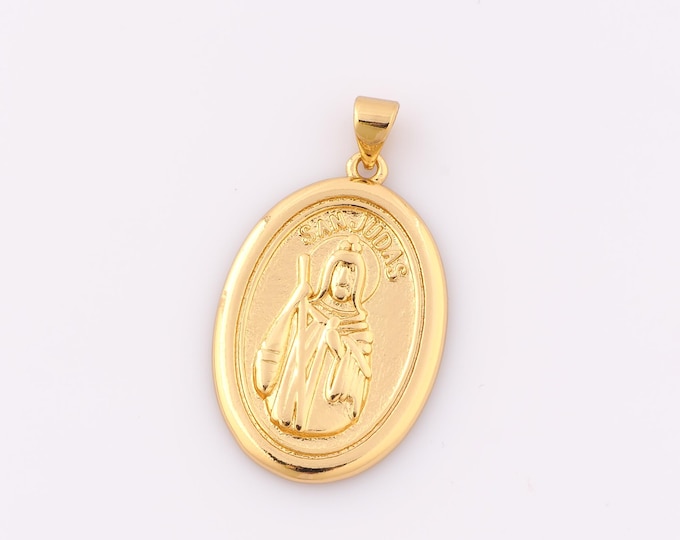 1 pcs Gold San Judas Pendant,18K Gold Filled San Judas Charm,San Judas Charm DIY Bracelet Necklace Jewelry Making Findings Supply