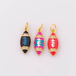 1 pcs Gold Enamel Rugby Pendant,18K Gold Filled Rugby Charm,CZ Rugby Charm DIY Bracelet Necklace Jewelry Making Findings Supply