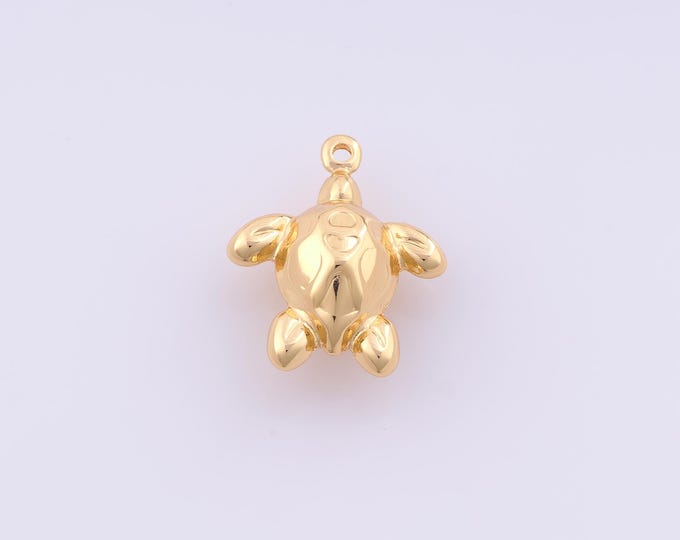1 pcs Gold Puffed Turtle Pendant,18K Gold Filled Animal Charm,Turtle Charms DIY Bracelet Necklace Jewelry Making Findings Supply