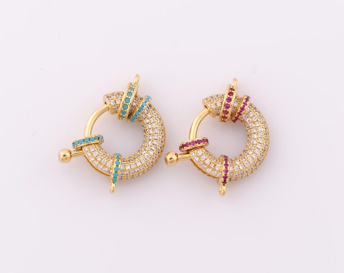 1 pcs Gold CZ Sailor Clasp,18K Gold Filled Spring Clasp,Sailor Clasp for DIY Bracelet Necklace Jewelry Making Findings Supply