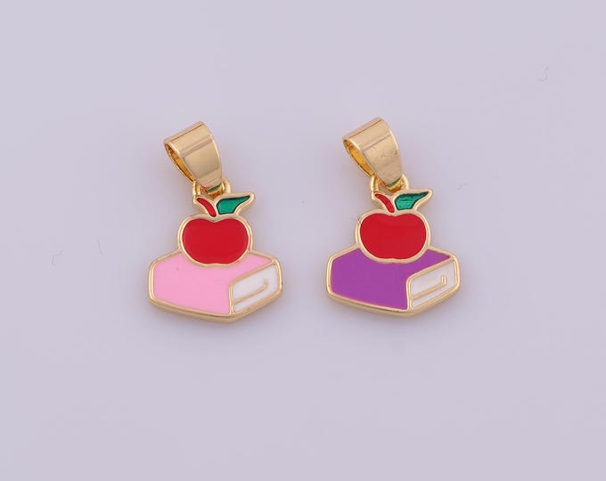 1 pcs Enamel Book Pendant,18K Gold Filled Book Charm,Book Charms DIY Bracelet Necklace Jewelry Making Findings Supply