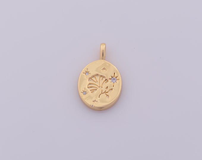 1 pcs Gold CZ Flower Pendant,18K Gold Filled Star Charm,Round Charms DIY Bracelet Necklace Jewelry Making Findings Supply