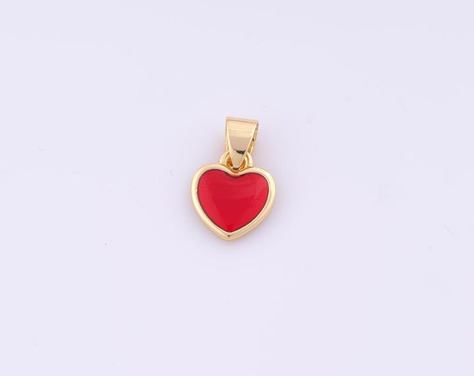 1 pcs Gold Enamel Heart Pendant,18K Gold Filled Love Charm,Heart Charms DIY Bracelet Necklace Jewelry Making Findings Supply