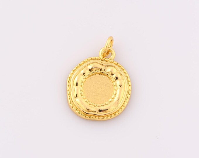 1 pcs Gold Round Pendant,18K Gold Filled Round Charm,Round Charm DIY Bracelet Necklace Jewelry Making Findings Supply