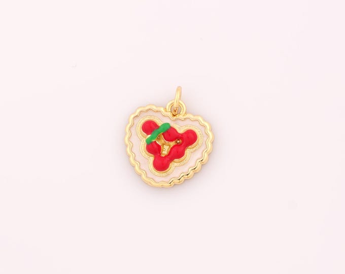 1 pcs Gold Enamel Heart Pendant,18K Gold Filled Heart Charm,Heart Charms DIY Bracelet Necklace Jewelry Making Findings Supply