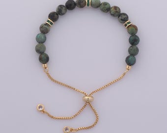 1 Str Gold Opal Box Bracelet,18K Gold Filled Retractable Chain Bracelet,Gift for Her