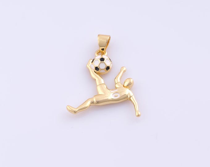 1 pcs Gold Enamel Football Pendant,18K Gold Filled Athlete Charm,Soccer Charms DIY Bracelet Necklace Jewelry Making Findings Supply