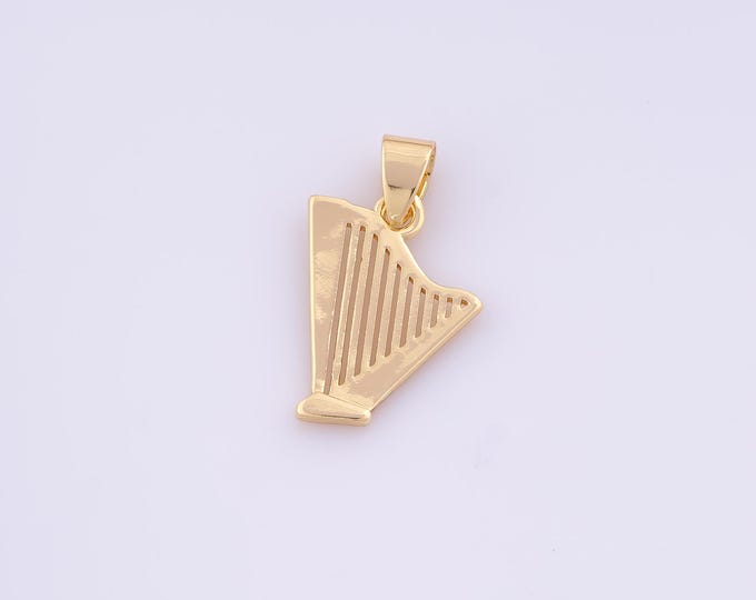 1 pcs Gold Harp Pendant,18K Gold Filled Harp Charm,Harp Charms DIY Bracelet Necklace Jewelry Making Findings Supply
