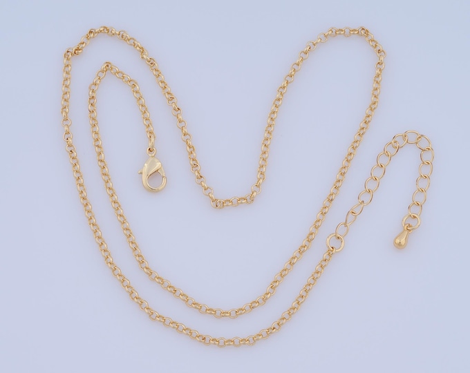 1 Str Thin Gold Necklace,Chains Necklace 18K Gold Filled Round Necklace, Adjustable Necklace, Gift for Her,Length 41+6cm Width 2mm