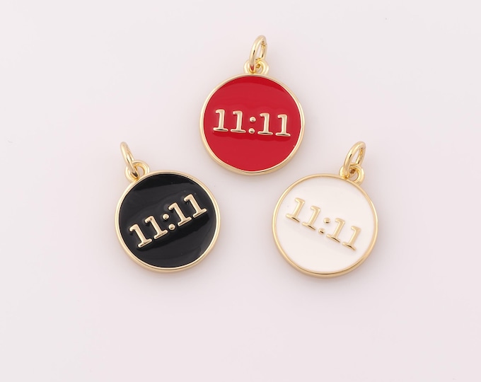 1 pcs Gold Enamel Time Pendant,18K Gold Filled Digital Charm,Time Charm DIY Bracelet Necklace Jewelry Making Findings Supply