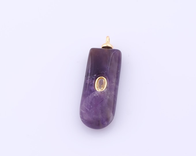 1 pcs Gold Energy Stone Pendant,18K Gold Filled Natural Stone Charm,Stone Charms DIY Bracelet Necklace Jewelry Making Findings Supply