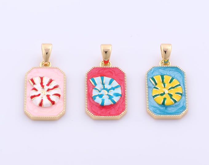 1 pcs Gold Enamel Snail Shell Pendant,18K Gold Filled Shell Charm,Snail Shell Charms DIY Bracelet Necklace Jewelry Making Findings Supply