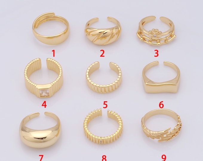 1 Pcs Dainty Gold Dome Rings,18K Gold Filled Open Rings,Bread Rings,Gift for Her