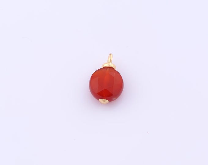1 pcs Gold Energy Stone Pendant,18K Gold Filled Natural Stone Charm,Red Agate Charms DIY Bracelet Necklace Jewelry Making Findings Supply