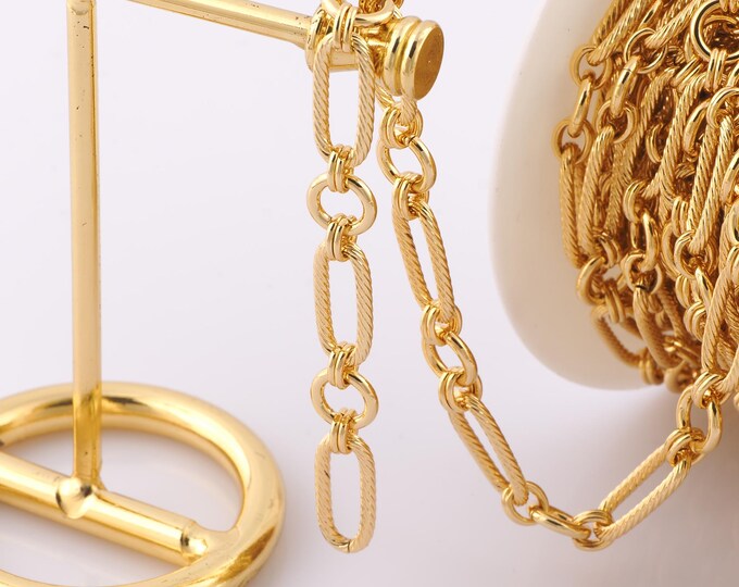 1 Meter Gold Oval Chain, 18K Gold Filled Semi Finished Chain, Specialty Chains, DIY Jewelry Making Supplies