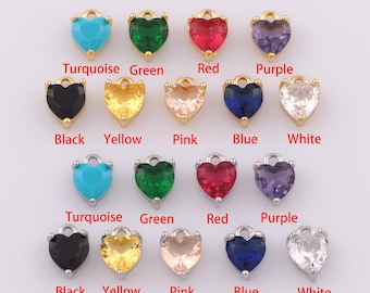 5 pcs Gold Heart Pendant,18K Gold Filled CZ Heart Charm,Heart Charm DIY Bracelet Necklace Jewelry Making Findings Supply