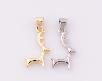 1 pcs Gold Deer Pendant,18K Gold Filled Deer Charm,Deer Charm DIY Bracelet Necklace Jewelry Making Findings Supply