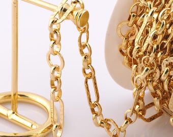 1 Meter Gold Rolo Chain, 18K Gold Filled Semi Finished Chain, Specialty Chains, DIY Jewelry Making Supplies