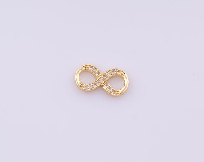 1 pcs Gold CZ Infinity Connector,18K Gold Filled Infinity Connector,Infinity Connector DIY Bracelet Necklace Jewelry Making Findings Supply