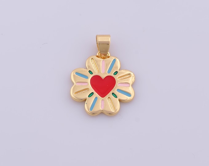 1 pcs Gold Enamel Heart Pendant,18K Gold Filled Love Charm,Heart Charms DIY Bracelet Necklace Jewelry Making Findings Supply