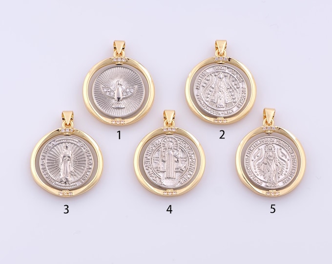 1 pcs Gold Pope Jesus Pendant,18K Gold Filled Virgin Mary Charm,Holy Spirit Dove Charms DIY Bracelet Necklace Jewelry Making Findings Supply