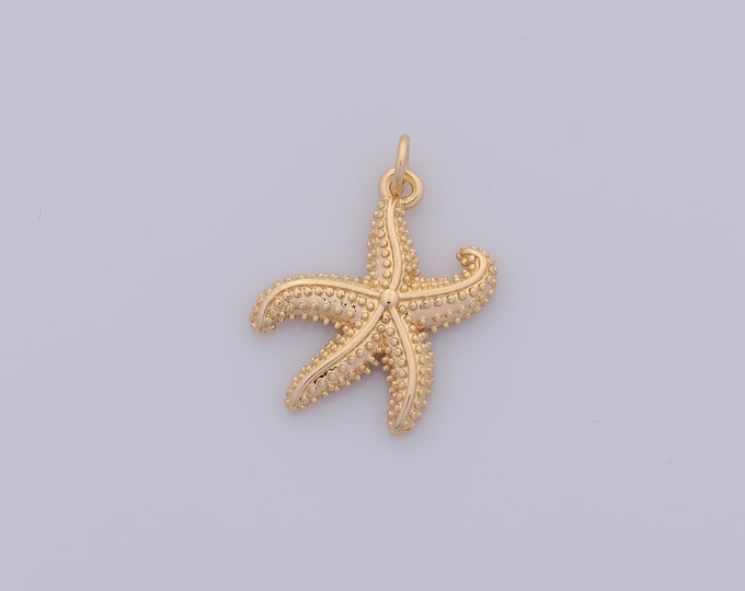 1 pcs Gold Starfish Pendant,18K Gold Filled Starfish Charm,Starfish Charms DIY Bracelet Necklace Jewelry Making Findings Supply