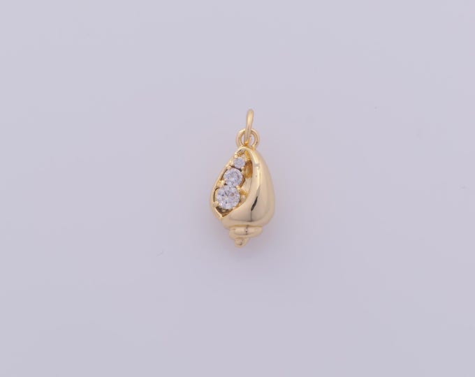 1 pcs Gold CZ Conch Pendant,18K Gold Filled Conch Charm,Conch Charms DIY Bracelet Necklace Jewelry Making Findings Supply