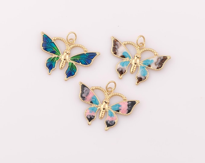 1 pcs Gold Butterfly Pendant,18K Gold Filled Butterfly Charm,Butterfly Charm DIY Bracelet Necklace Jewelry Making Findings Supply