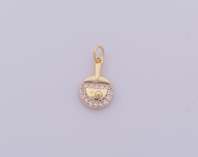 1 pcs Gold CZ Table Tennis Pendant,18K Gold Filled Sports Charm,Racket Charms DIY Bracelet Necklace Jewelry Making Findings Supply