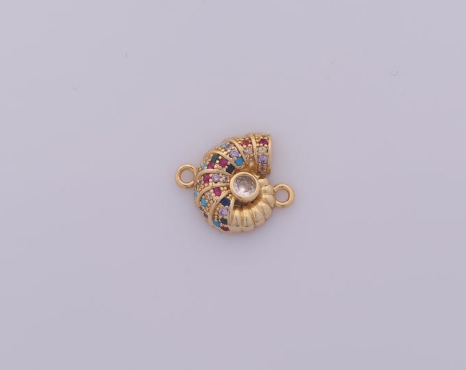 1pcs Gold CZ Snail Shell Connector,18K Gold Filled Shell Connector,Snail Shell Connector DIY Bracelet Necklace Jewelry Making Finding Supply