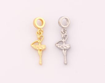 1 pcs Gold Ballet Pendant,18K Gold Filled Dancer Charm,Ballet Charms DIY Bracelet Necklace Jewelry Making Findings Supply