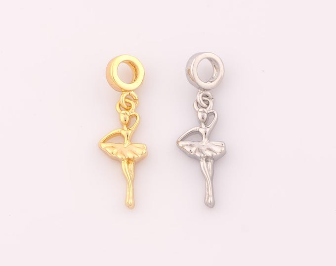1 pcs Gold Ballet Pendant,18K Gold Filled Dancer Charm,Ballet Charms DIY Bracelet Necklace Jewelry Making Findings Supply
