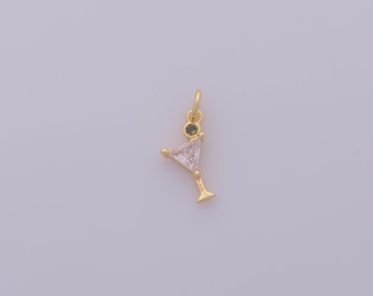 1 pcs Gold CZ Goblet Pendant,18K Gold Filled Wine Glass Charm,Goblet Charms DIY Bracelet Necklace Jewelry Making Findings Supply