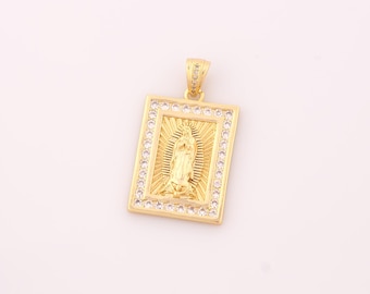 1 Stück Gold Jungfrau Maria Anhänger, 18K Gold Füllte religiöse Charme, CZ katholische Charme DIY Armband-Halsketten-Schmuck, die Zutat finden