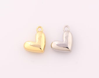 1 pcs Gold Heart Pendant,18K Gold Filled Heart Charm,Heart Charms DIY Bracelet Necklace Jewelry Making Findings Supply