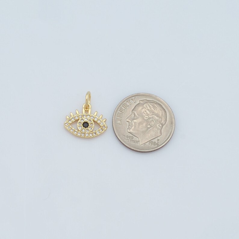 1 Pcs Gold CZ Evil Eye Pendant,18k Gold Filled Eye Charms,eye Charms