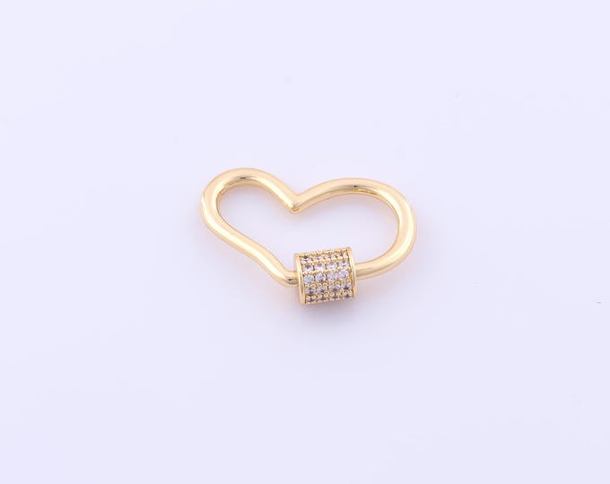 1 pcs Gold CZ Carabiner Clasp,18K Gold Filled Screw Clasp,Heart Clasp for DIY Bracelet Necklace Jewelry Making Findings Supply