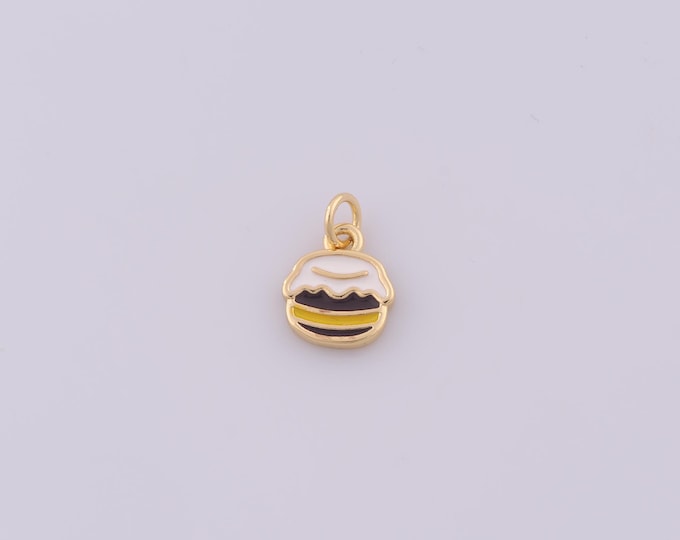 1pcs Gold Enamel Honey Jar Pendant,18K Gold Filled Honey Charm,Honey Jar Charms DIY Bracelet Necklace Jewelry Making Findings Supply