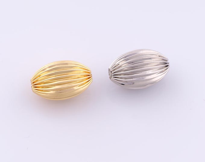 1 pcs 18K Gold Filled Corrugated Rice Spacer Beads,Tube Beads,Corrugated Beads for DIY Jewelry Making Findings Supply