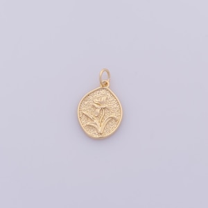 1 pcs Gold Flower Pendant,18K Gold Filled Flower Charm,Flower Charms DIY Bracelet Necklace Jewelry Making Findings Supply